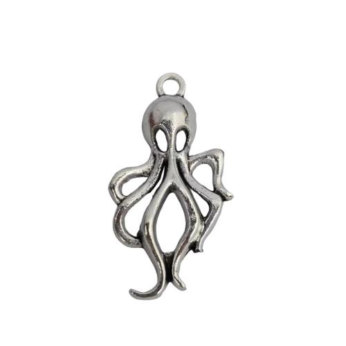 Pendentifs animaux en alliage de zinc, Poulpe, Plaqué de couleur d'argent, DIY, couleur originale, Vendu par PC