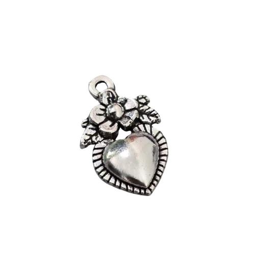 Pendentifs coeur en alliage de zinc, Plaqué de couleur d'argent, DIY, couleur originale, Vendu par PC