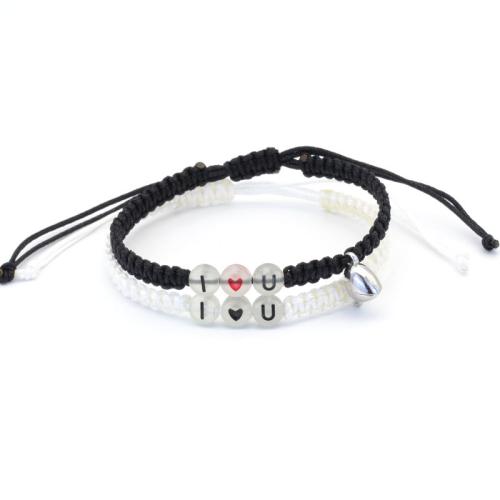 Mode Wachsschnur Armbänder, Acryl, mit Wachsschnur, 2 Stück & unisex & glänzend, keine, Länge:ca. 16-30 cm, verkauft von setzen