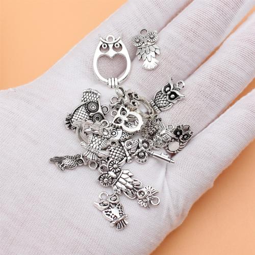 Animal Zinc Alloy Connector, Owl, antique silver color plated, DIY & 1/1 loop 