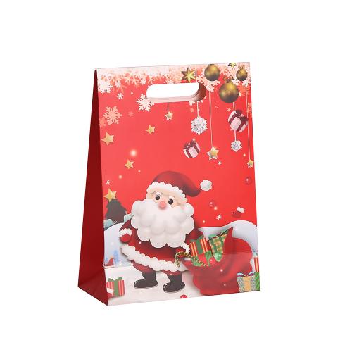 Kraft Sac de cadeau de Noël, Impression, normes différentes pour le choix & modèles différents pour le choix & avec une décoration de noeud à boucles, Vendu par PC[