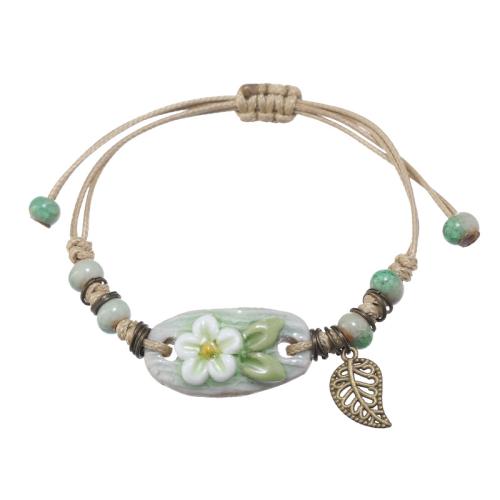 Porcelana Pulsera, con Cordón de cera & aleación de zinc, hecho a mano, estilo popular & diferentes estilos para la opción & para mujer, longitud:aproximado 5.9-11.8 Inch, Vendido por UD[