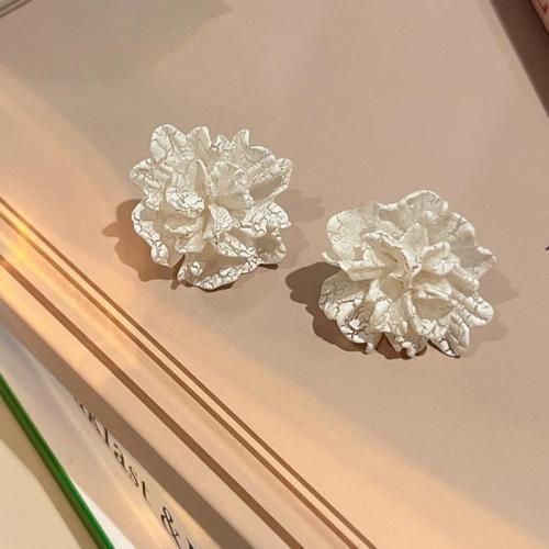 Plastic Stud Earring, Flower, fashion jewelry & for woman, white 