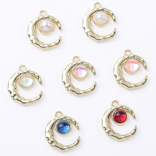 Plastic Zinc Alloy Pendants, with Plastic, Moon, rack plating, DIY [