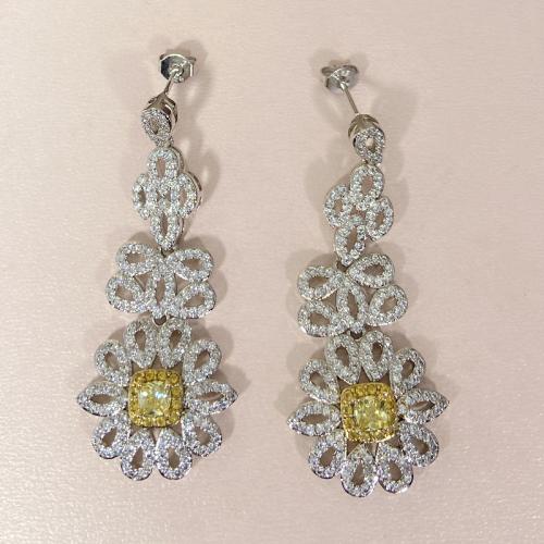 Rhinestone Brass Drop Earring, fashion jewelry & for woman & with rhinestone 