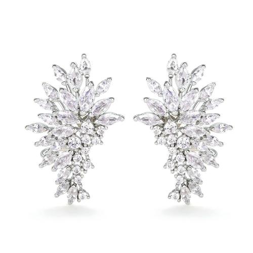 Cubic Zirconia Micro Pave Brass Earring, fashion jewelry & micro pave cubic zirconia & for woman [