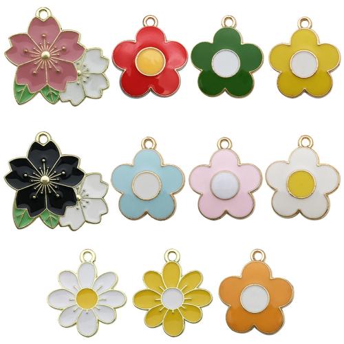 Zinc Alloy Enamel Pendants, Flower, DIY [