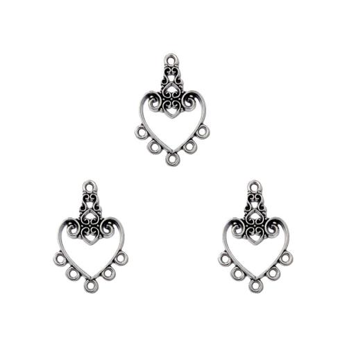 Zinc Alloy Charm Connector, Heart, antique silver color plated, DIY & 1/5 loop Approx 