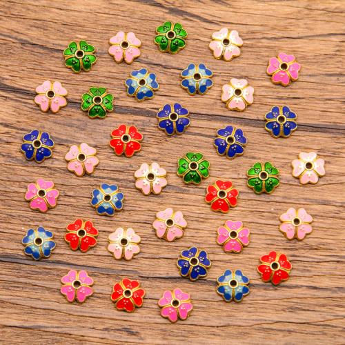 Zinc Alloy Bead Caps, Flower, gold color plated, DIY & enamel [