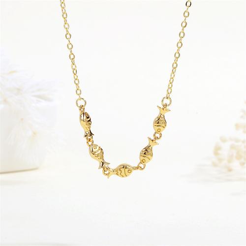 Brass Jewelry Necklace, with 5CM extender chain, Fish, plated, for woman cm 