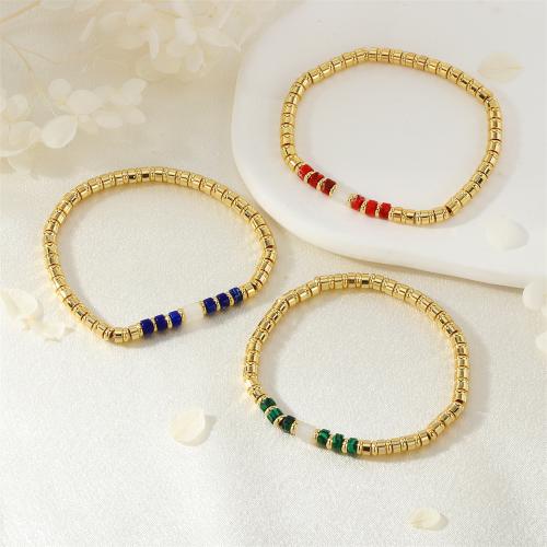 Brass Bracelets, with Gemstone Chips, gold color plated, for woman cm 