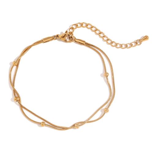 Joyería pulseras de acero inoxidable, Partículas de acero, con 5cm extender cadena, chapado en color dorado, dorado, longitud:20 cm, Vendido por UD[