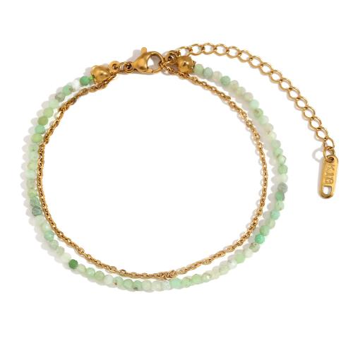 Titanio Acero Pulseras y brazaletes, Partículas de acero, con Piedra natural, con 5cm extender cadena, chapado, Joyería, más colores para la opción, longitud:17 cm, Vendido por UD