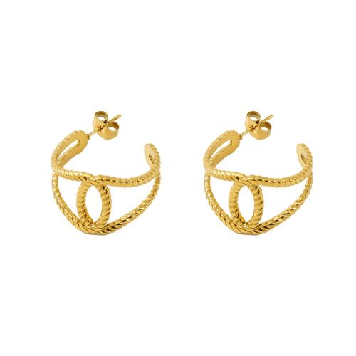 Stainless Steel Stud Earring, 304 Stainless Steel, fashion jewelry & for woman & hollow, golden 