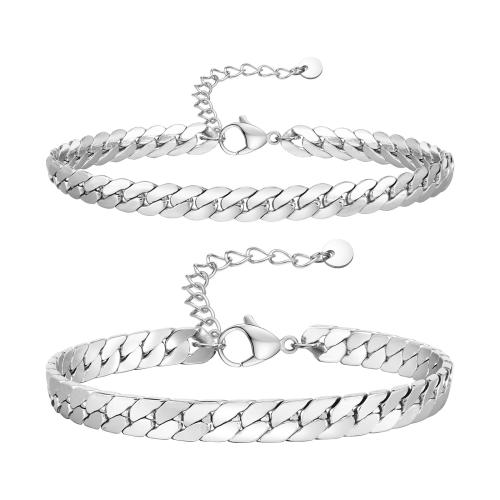 Stainless Steel Chain Bracelets, 304 Stainless Steel, fashion jewelry & for man, original color .1-9.1 Inch 