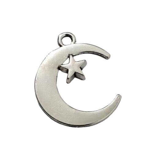 Zinc Alloy Jewelry Pendants, Moon, antique silver color plated, DIY, original color 