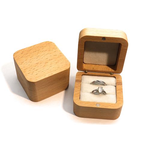 Beech Wood Ring Box, portable & durable & dustproof 