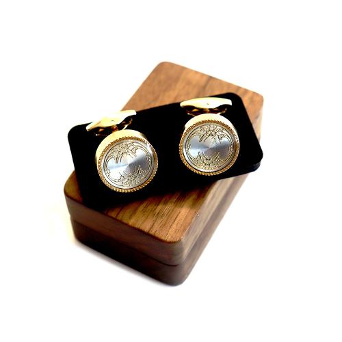 Wood Cufflinks Gift Box, with Velveteen, Carved, portable & durable & dustproof, brown 