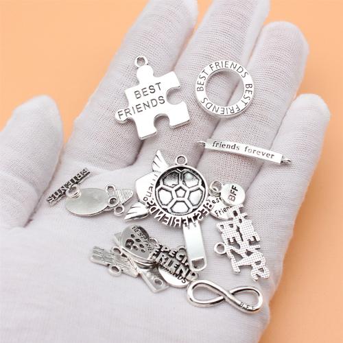 Zinc Alloy Charm Connector, antique silver color plated, DIY & 1/1 loop 