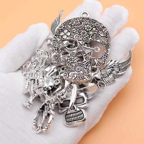 Zinc Alloy Charm Connector, Skull, antique silver color plated, DIY & 1/1 loop 