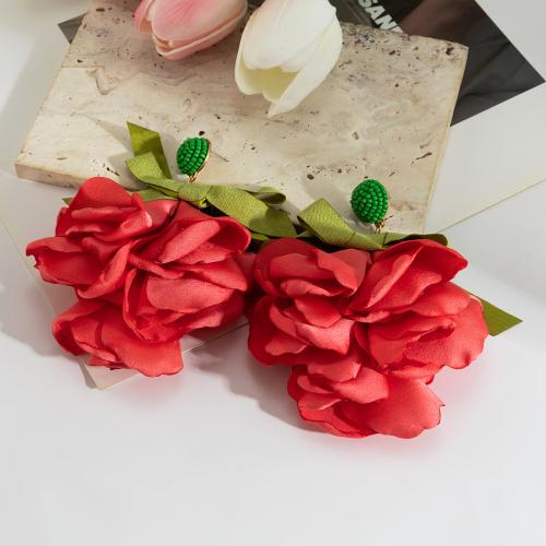 Fashion Create Jewelry Earring, Cloth, Flower, fashion jewelry & for woman, red 