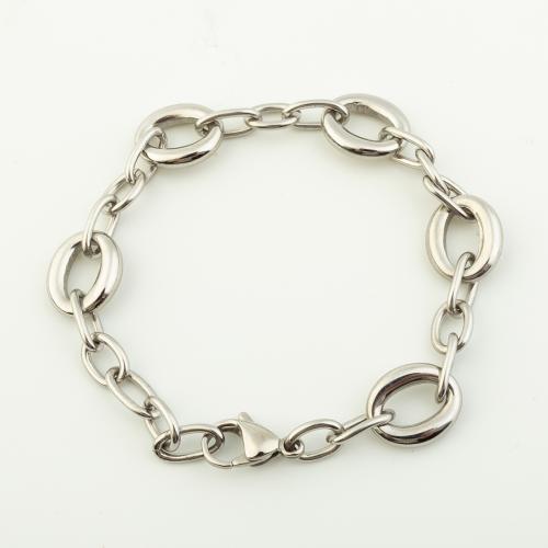 Stainless Steel Chain Bracelets, 304 Stainless Steel, fashion jewelry & for woman, original color, 12mm Approx 19.5 cm 