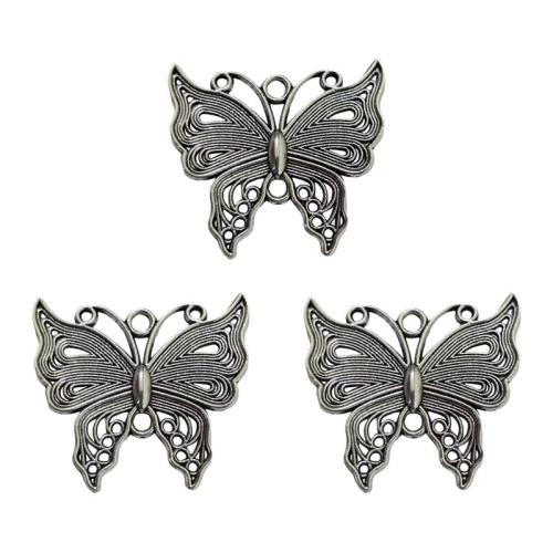 Conector de aleación de Zinc animal, Mariposa, chapado en color de plata antigua, Bricolaje & 1/1 aro, 26x23mm, aproximado 100PCs/Bolsa, Vendido por Bolsa[