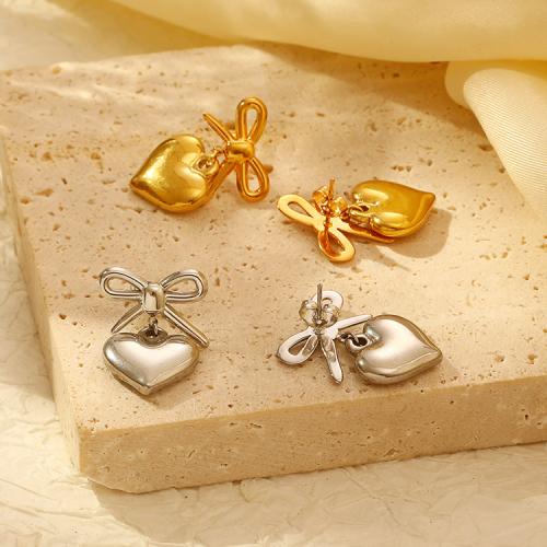 Stainless Steel Drop Earring, 304 Stainless Steel, Heart, plated, for woman 