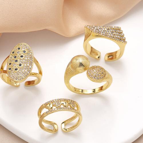 Cubic Zirconia Micro Pave Brass Finger Ring, gold color plated, fashion jewelry & micro pave cubic zirconia, golden 