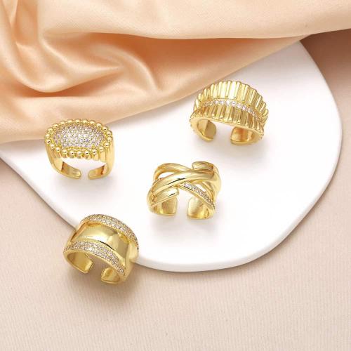 Cubic Zirconia Micro Pave Brass Finger Ring, gold color plated, fashion jewelry & micro pave cubic zirconia, golden 