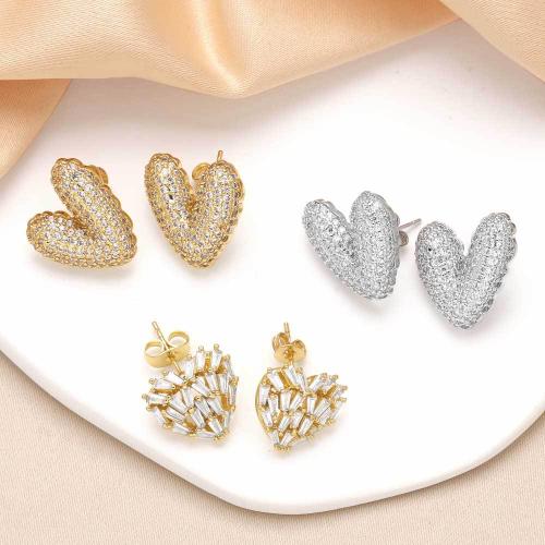 Cubic Zirconia Micro Pave Brass Earring, plated, fashion jewelry & micro pave cubic zirconia 