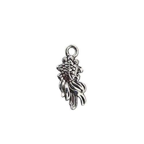 Pendentifs animaux en alliage de zinc, poisson rouge, Plaqué de couleur d'argent, DIY, couleur originale, Vendu par PC