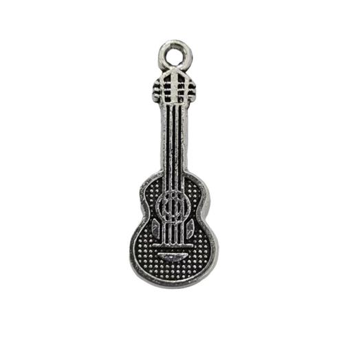 Musical Instrument Shaped Zinc Alloy Pendants, Guitar, antique silver color plated, DIY, original color 