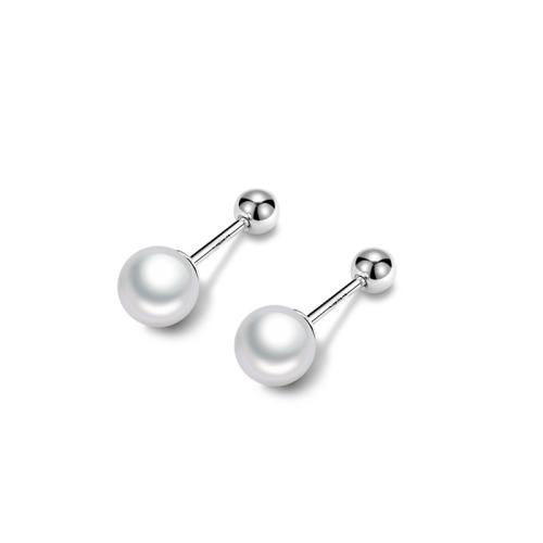 Sterling Silver Stud Earring, argent sterling 925, avec perle de plastique, Placage, normes différentes pour le choix & pour femme, argent, Vendu par paire