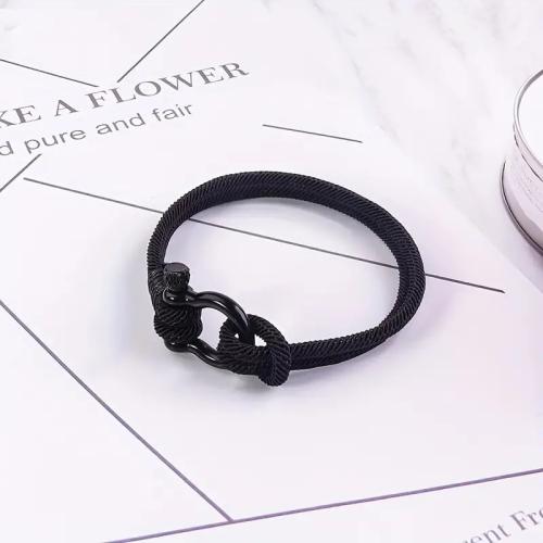 Stainless Steel Charm Bracelet, 304 Stainless Steel, with Milan Cord, for man, black Approx 21 cm 