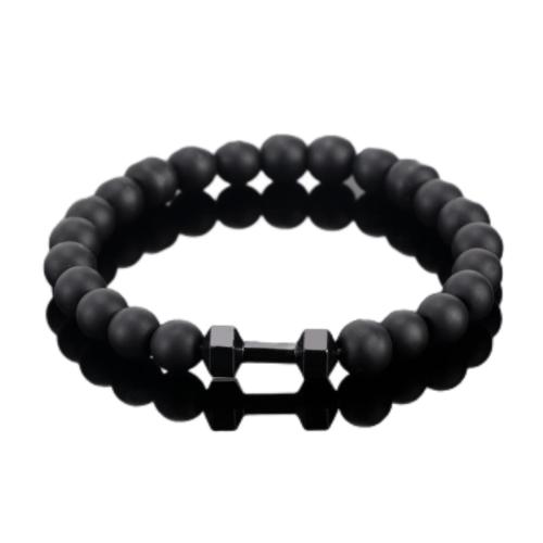 Pulsera de Piedras Preciosas, aleación de zinc, con Piedra Abrazine, para hombre, Negro, Vendido por UD