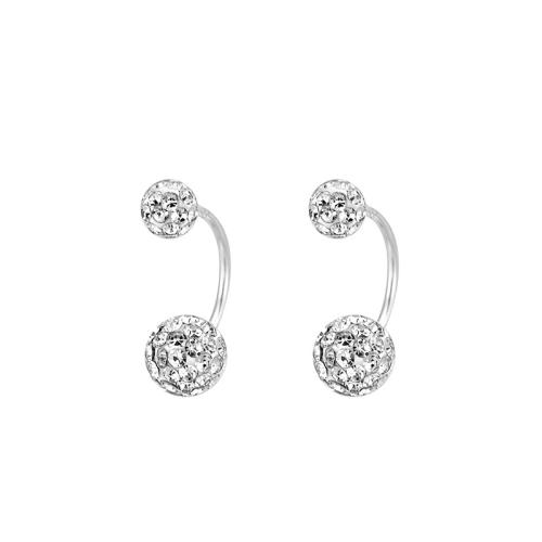 Cubic Zirconia Micro Pave Sterling Silver Earring, 925 Sterling Silver, micro pave cubic zirconia & for woman, silver color 