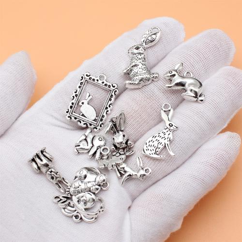 Zinc Alloy Animal Pendants, Rabbit, antique silver color plated, DIY [