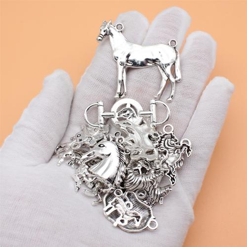 Animal Zinc Alloy Connector, Horse, antique silver color plated, DIY & 1/1 loop [