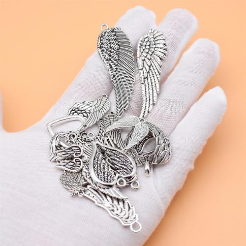 Zinc Alloy Charm Connector, Wing Shape, antique silver color plated, DIY & 1/1 loop [