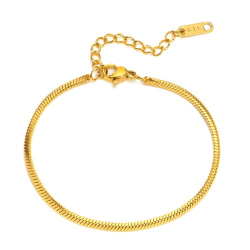 Stainless Steel Chain Bracelets, 304 Stainless Steel, 18K gold plated, fashion jewelry & for woman, golden 