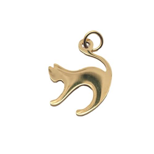 Stainless Steel Animal Pendants, 304 Stainless Steel, Cat, DIY, golden 