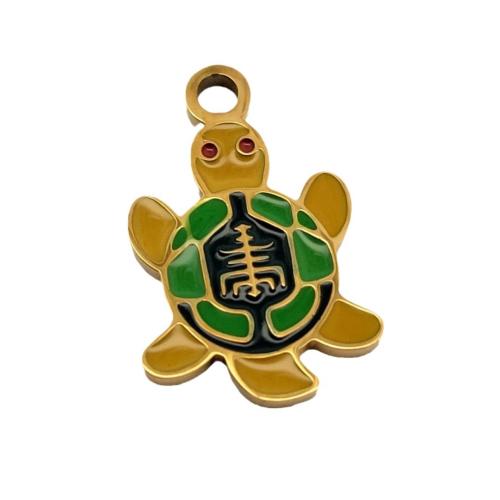 Stainless Steel Animal Pendants, 316 Stainless Steel, Turtle, DIY & enamel 