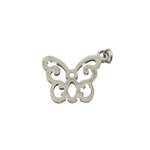 Stainless Steel Animal Pendants, 304 Stainless Steel, Butterfly, polished, DIY & hollow, original color [