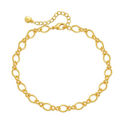 Brass Anklet, with 6cm extender chain, fashion jewelry & for woman, golden Approx 21.3 cm 