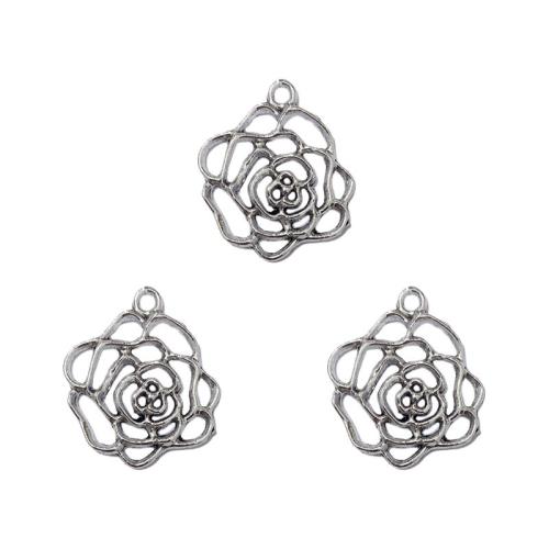 Zinc Alloy Flower Pendants, antique silver color plated, DIY Approx [