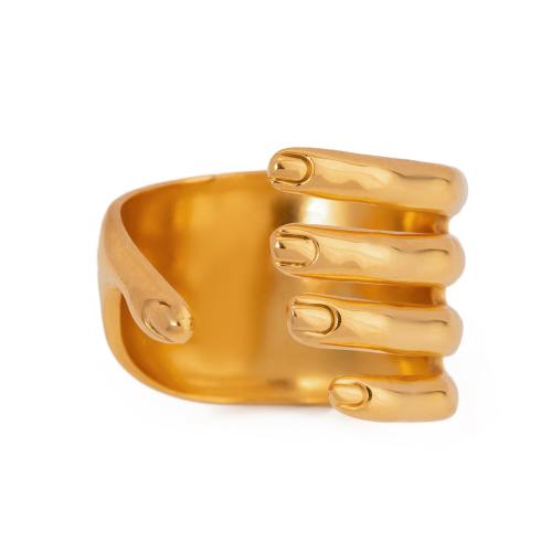 Edelstahl Fingerring, 304 Edelstahl, goldfarben plattiert, Modeschmuck, goldfarben, verkauft von PC