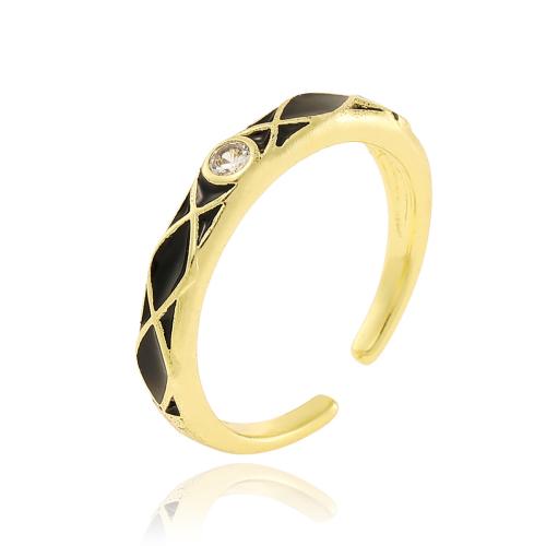 Cubic Zirconia Micro Pave Brass Finger Ring, plated, fashion jewelry & micro pave cubic zirconia & enamel 