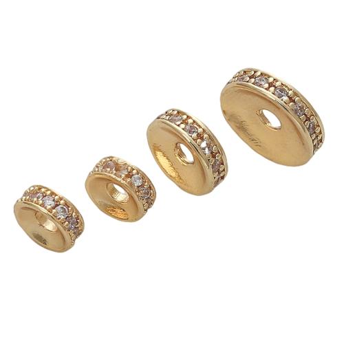 Brass Spacer Beads, plated, DIY & micro pave cubic zirconia, golden [