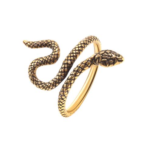 Brass Finger Ring, Snake, plated, for woman, golden 